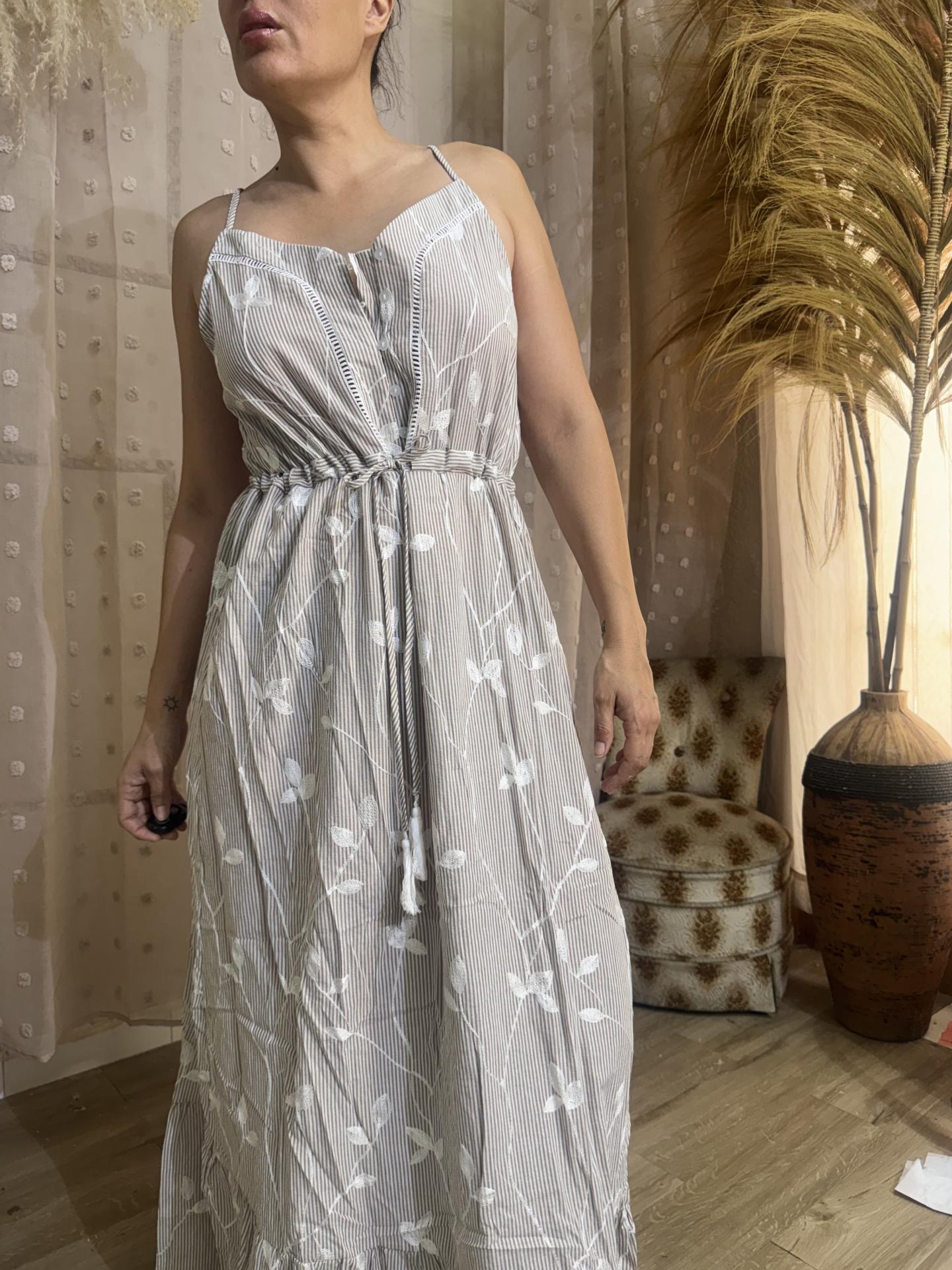 VESTIDO RAYAS marron