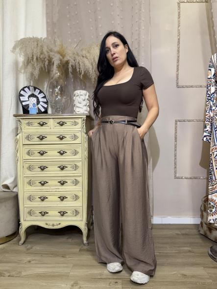 TOP MANGA CORTA MARRON [2]