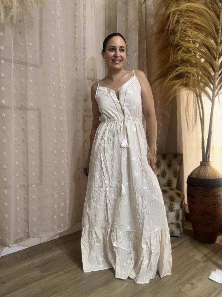 VESTIDO   RAYAS BEIG [0]