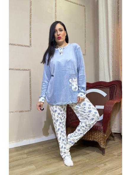 PIJAMA DE GATO SUAVE AZUL [0]