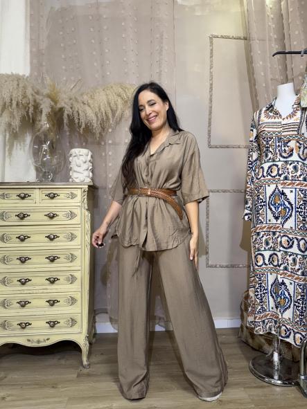 CONJUNTO LINO MARRON