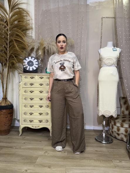 PANTALON LINO MARRON [1]