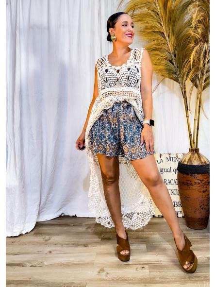 PANTALON MARRONES CORTO PLISADITO DE BOHO