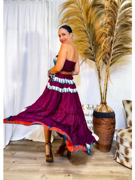 Vestido Boho Asimétrico Panel Abeja /Bordeau/ Turquesa /Blanco / Teracota 