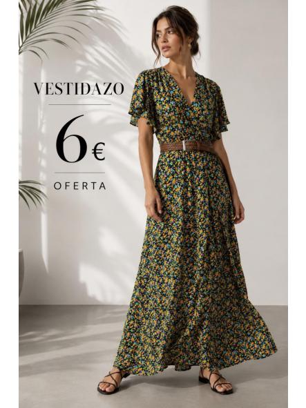 VESTIDOFONDO OSCURO FLORES VERDES