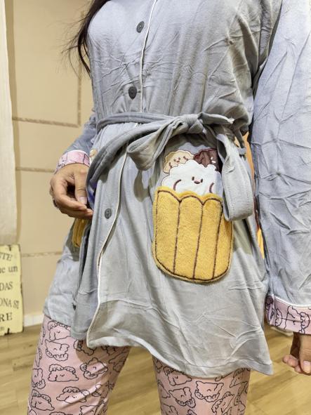 PIJAMA GRIS ANIMALITOS KAWAI [1]
