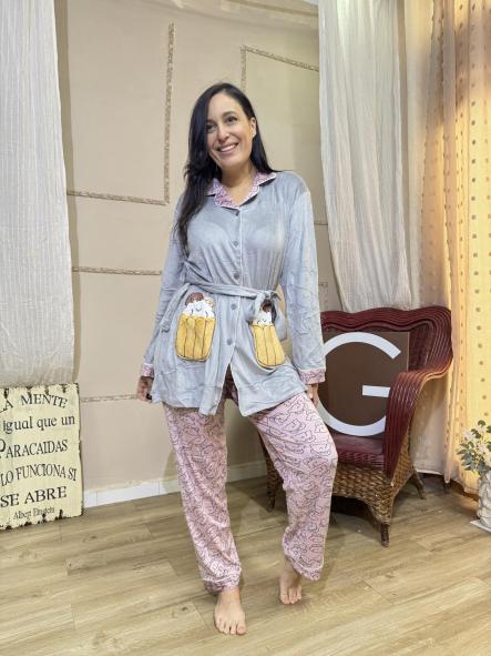 PIJAMA GRIS ANIMALITOS KAWAI [3]