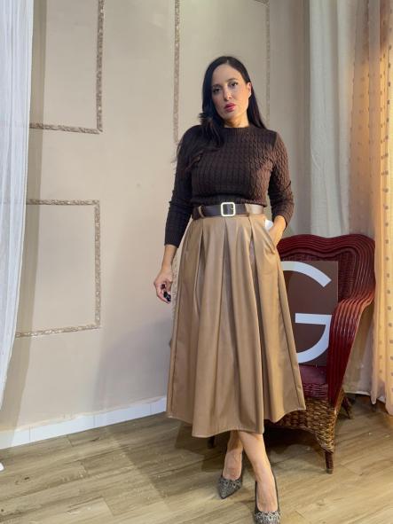 FALDA POLIPIEL MARRON