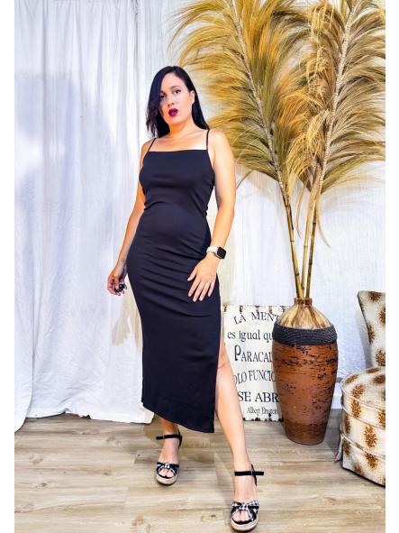 VESTIDO NEGRO ENTALLADO CANALE
