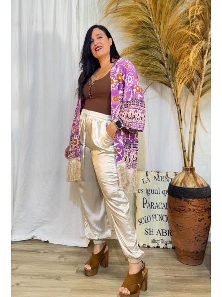 KIMONO ETNICO LILA FLECOS