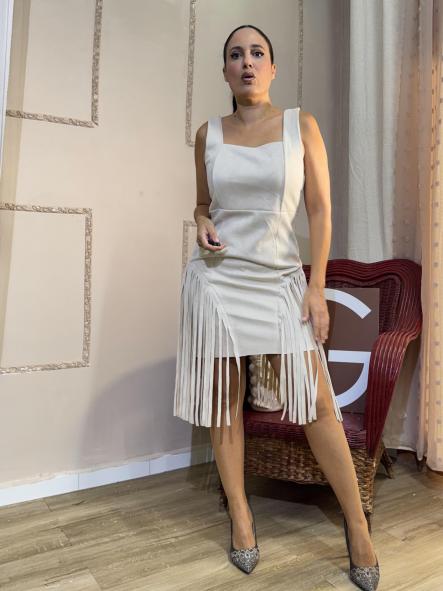 VESTIDO BEIG CLARITO ANTELINA FLECOS