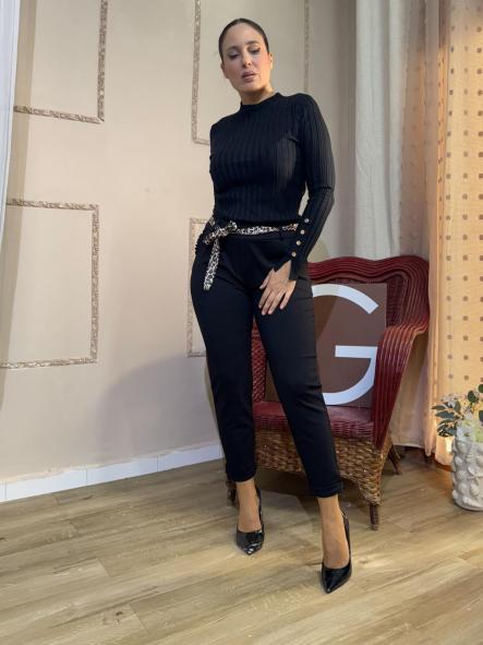 PANTALON NEGRO CON LAZADA DE LEOPARDO [1]