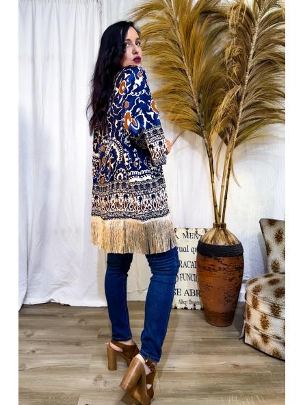 KIMONO ETNICO AZUL MARINO  FLECOS [1]