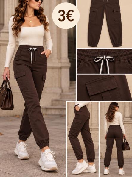 PANTALON CARGO ELASTICO marron [0]