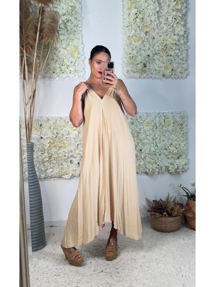 VESTIDO LARGO  BEIGE 