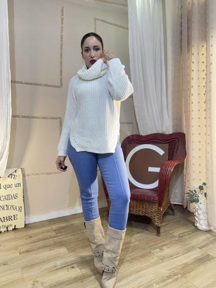 JERSEY BEIG DE LANA CUELLO VUELTO