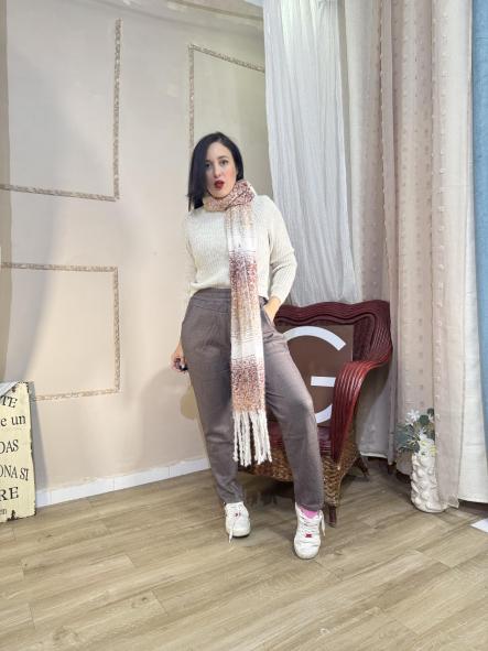 JERSEY DE LANA COLOR BEIG REFLEJOS PLATEADOS