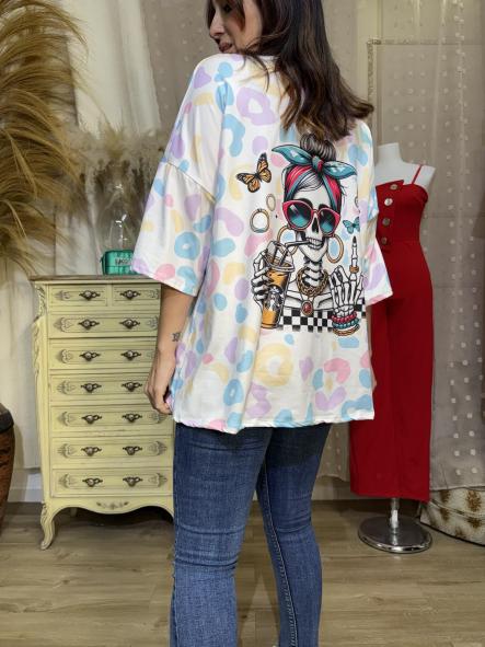 CAMISETA CALABERA ROSA Y AZUL [2]