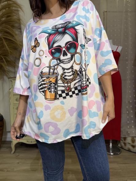 CAMISETA CALABERA ROSA Y AZUL [4]