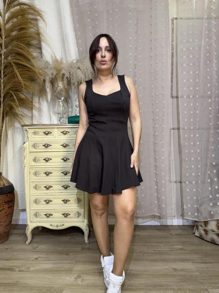 VESTIDO ESCOTE MARRON [0]