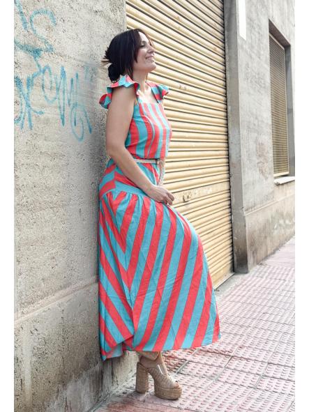 CONJUNTO FALDA Y TOP NARANJA Y AZUL [2]