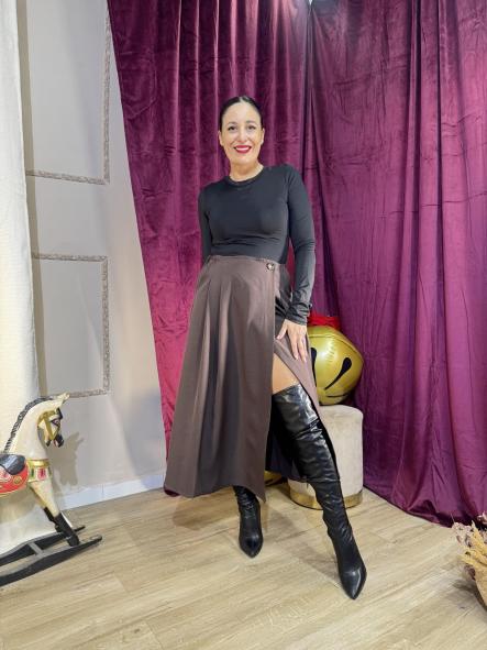 FALDA MIDI MARRON [3]