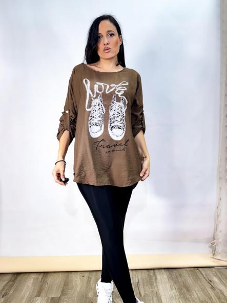 Blusa LOVE TRAVEL marron