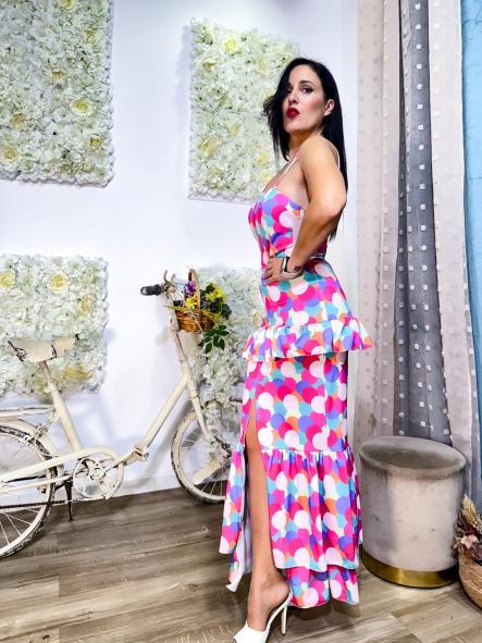 Vestido MARÍA FONDO  rosas (fiesta