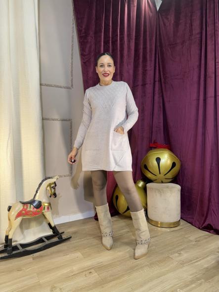 VESTIDO BEIG DE PUNTO