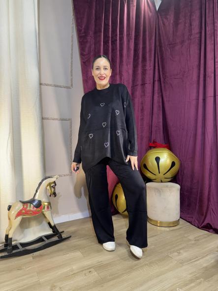 CONJUNTO NEGRO JERSEY OBERSAY CORAZONCITOS [0]