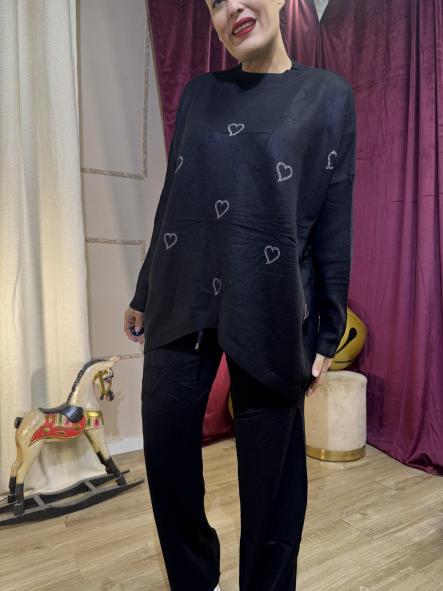 CONJUNTO NEGRO JERSEY OBERSAY CORAZONCITOS