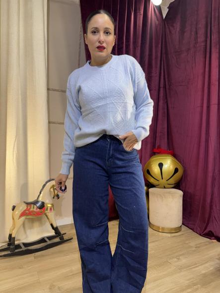 JERSEY AZUL CLARITO DE LANA CON HILOS BRILLANTES [0]