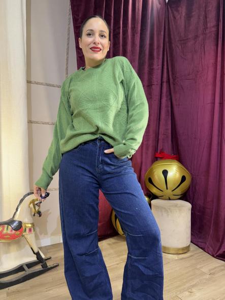 JERSEY VERDE DE LANA CON HILOS BRILLANTES [0]