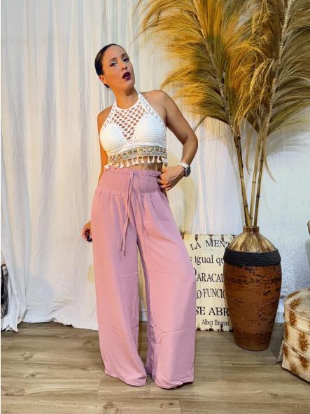 PANTALON PALAZZO ROSA