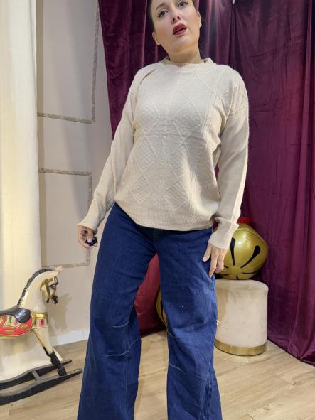 JERSEY BEIG DE LANA CON HILOS BRILLANTES
