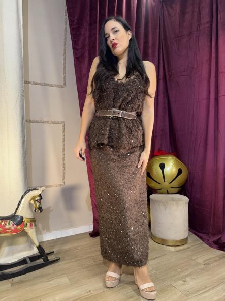 CONJUNTO PELOCHO MARRON CON LENTEJUELAS DE FIESTA [0]