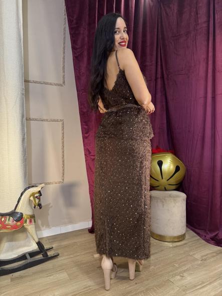 CONJUNTO PELOCHO MARRON CON LENTEJUELAS DE FIESTA [2]
