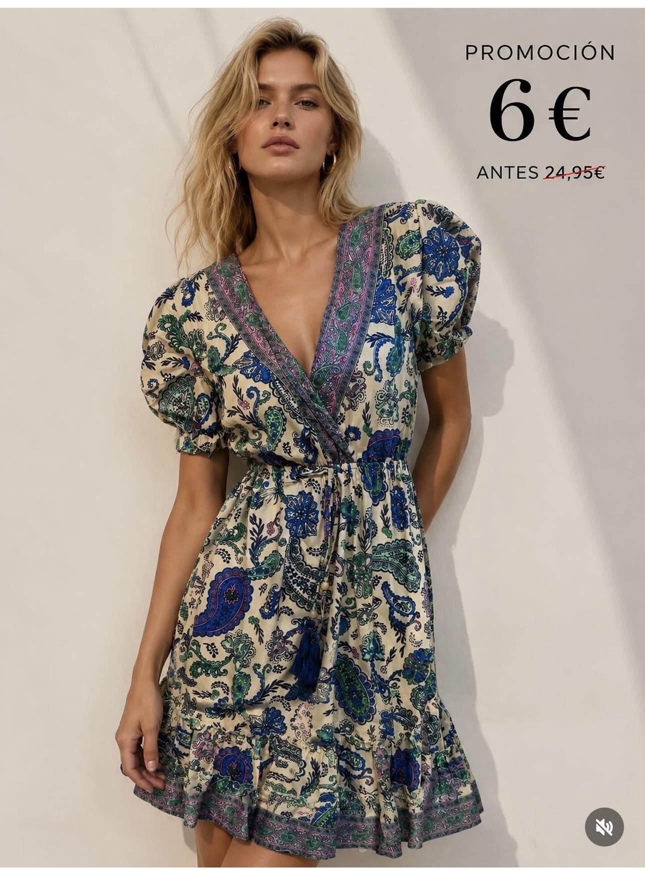 VESTIDO BOHO AZUL SEDA