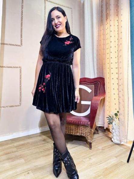 VESTIDO TERCIOPELO MANGA CORTA  [1]
