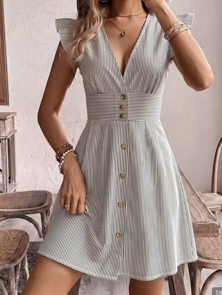 VESTIDO RAYAS NAVY CORTO NEGRO