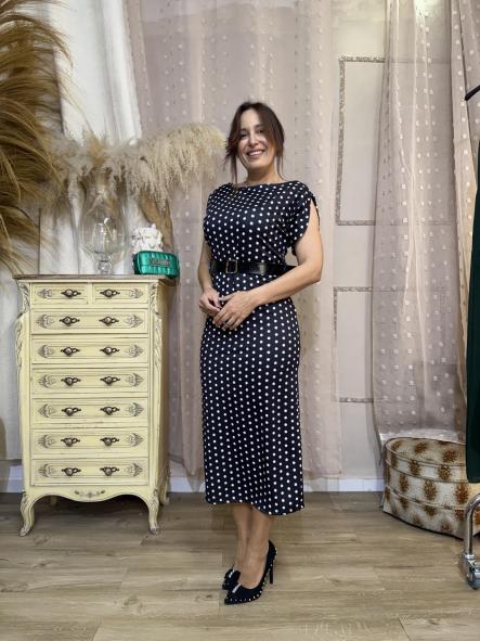 VESTIDO LUNARES  CINTURON NEGRO [3]