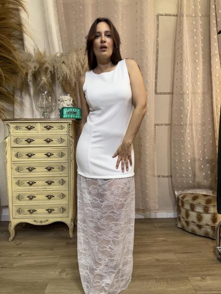 VESTIDO LARGO ENCAJE BLANCO  [3]