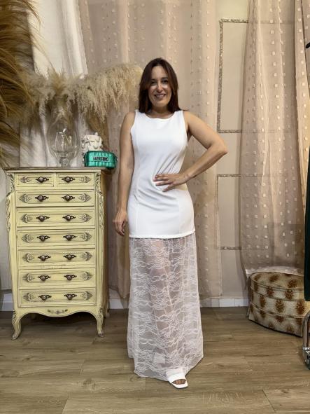 VESTIDO LARGO ENCAJE BLANCO  [2]