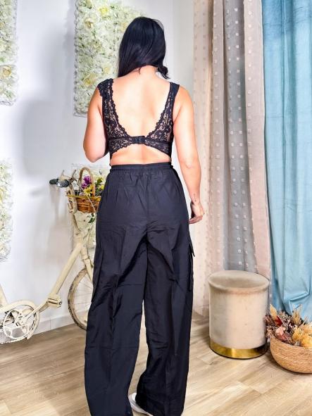 PANTALON CARGO NEGRO