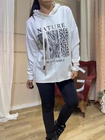 SUDADERA LONG COLOR HUESO [0]
