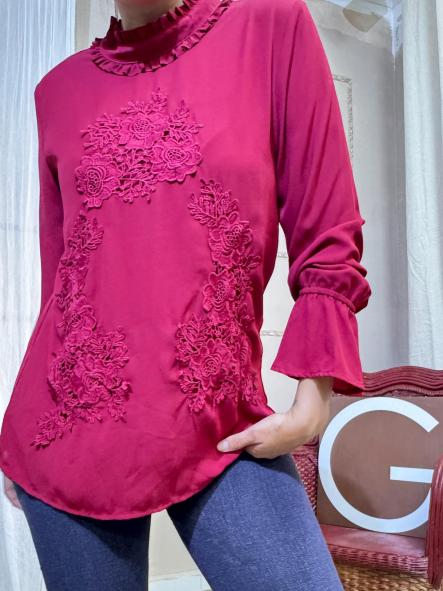 camisa granate flores [0]