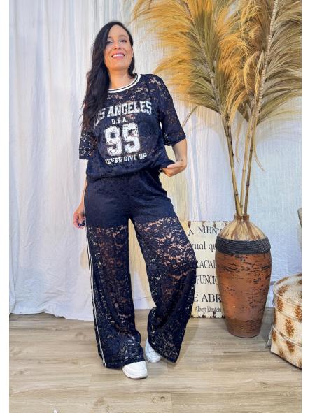 CONJUNTO AZUL MARINO DE ENCAJE DEPORTIVO