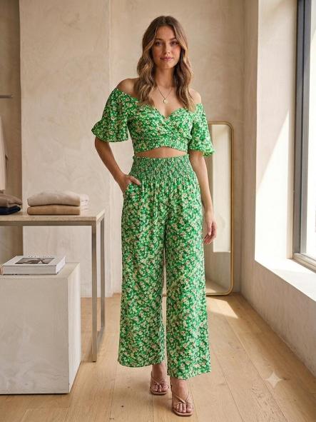 CONJUNTO FLORES VERDE [0]