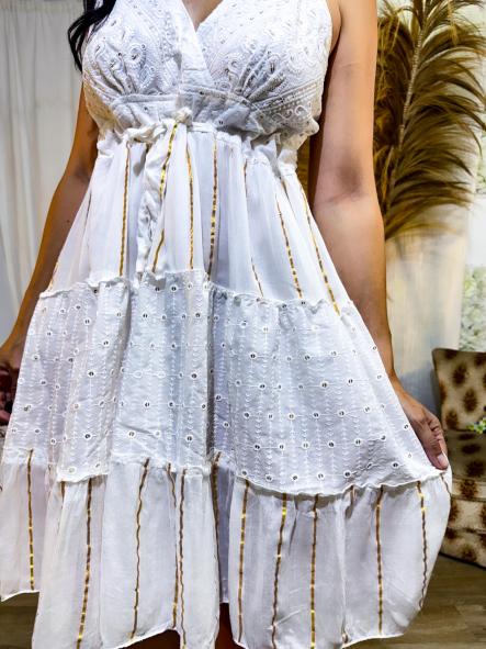 VESTIDO DE TIRANTES BLANCO LINEAS DORADAS [2]