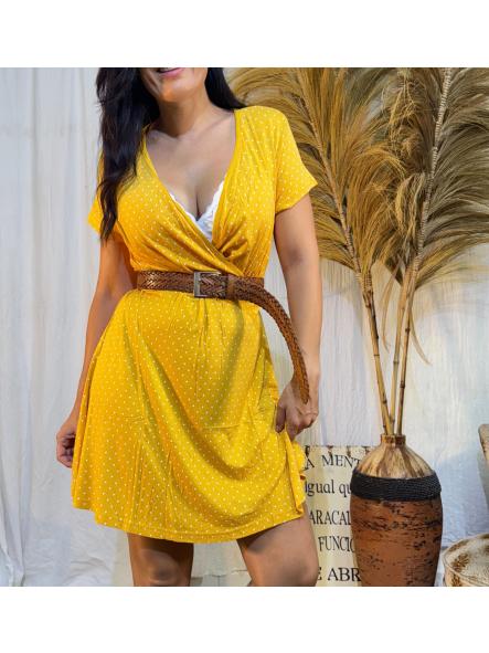 VESTIDO AMARILLO CORTO DE TOPITOS